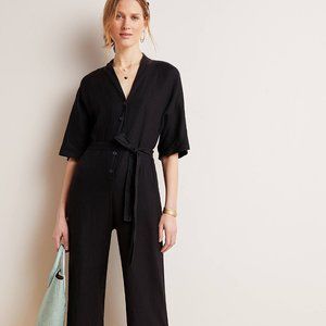 Velvet By Graham & Spencer Tamra Linen Jumpsuit In Black - MEDIUM NEW WITH TAGS